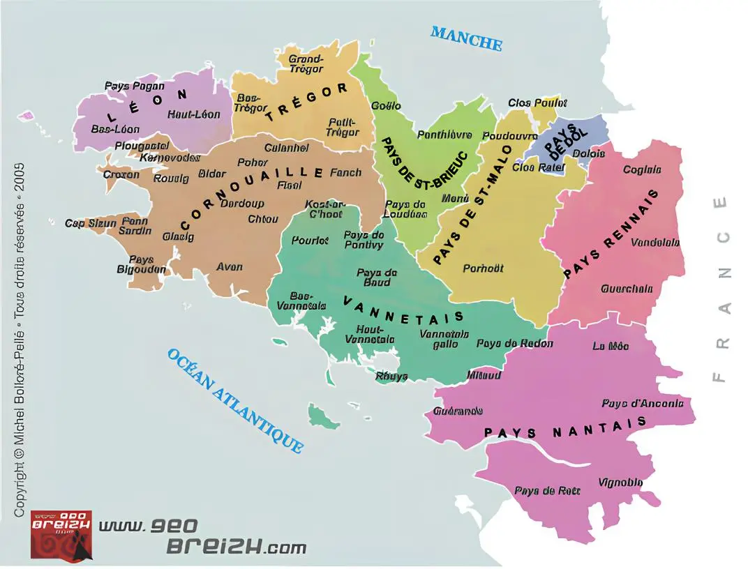 Carte des provinces de Bretagne